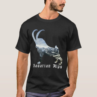 Camiseta Alpes Bávaros Alpino Ibex Caprino Selvagem Silhoue