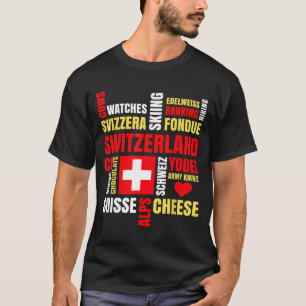 Camiseta Alpes suíços vacas fondue queijo esqui suíço