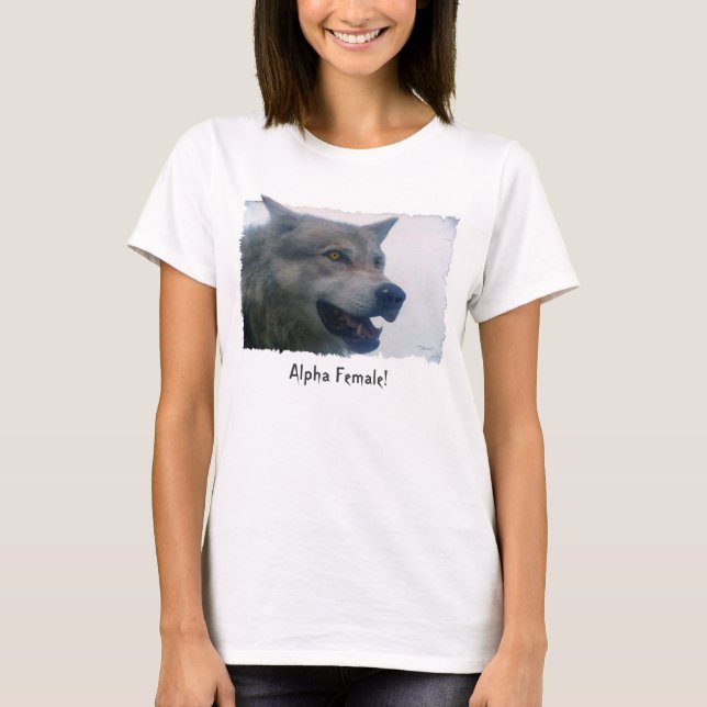 Camiseta "ALPHA FEMALE" Cinza de diversão Wolf Fashion (Frente)