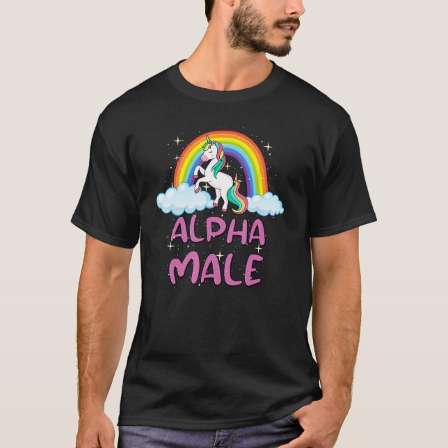 Camiseta Alpha Male Unicorn Rainbow  meme sarcastic Humor (Frente)