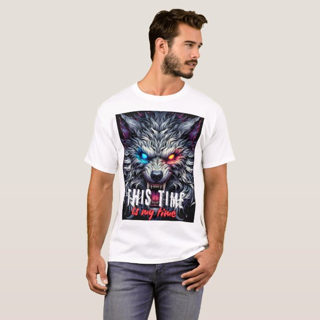 Camiseta Alpha Wolf Motivation – This Time Is My Time (Frente Completa)