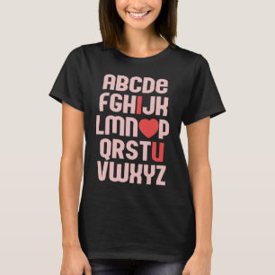 Camiseta ALPHABET ABC EU AMO VOCÊ Dia de os namorados DIVER