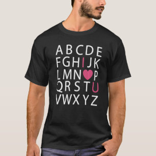 Camiseta Alphabet Abc I Heart You Teacher Dia de os namorad