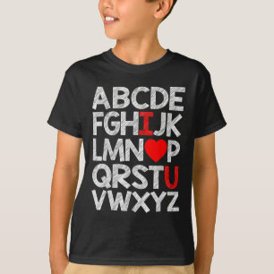 Camiseta Alphabet Abc I Love U Shirt Dia de os namorados He