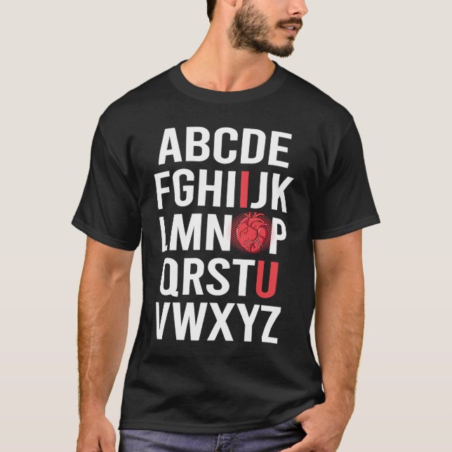 Camiseta ALPHABET ABC I LOVE YOU Valentine Anatomical Heart (Frente)