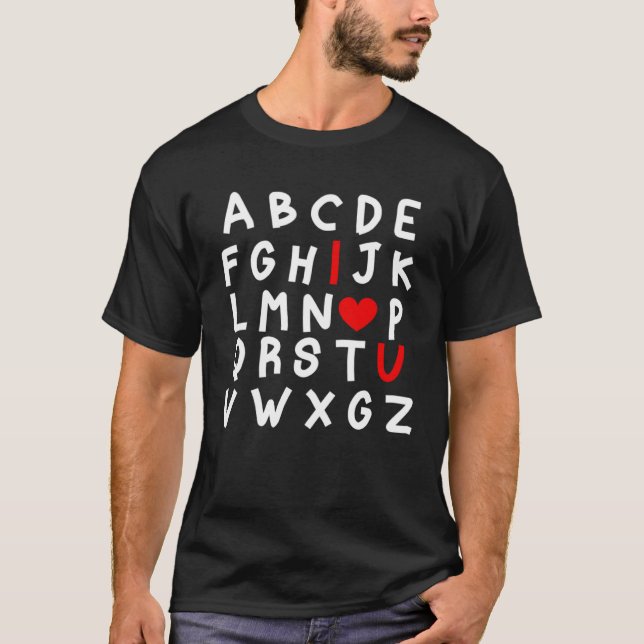 Camiseta Alphabet ABC I Love You Valentines Day Heart (Frente)