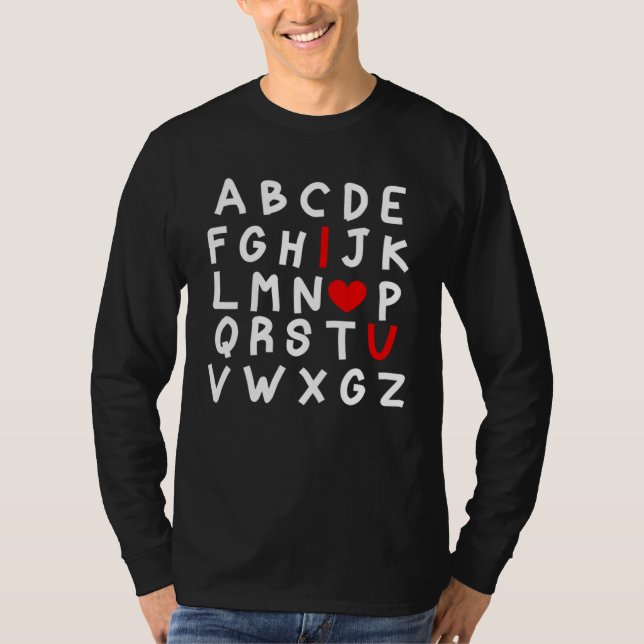 Camiseta Alphabet ABC I Love You Valentines Day Heart (Frente)