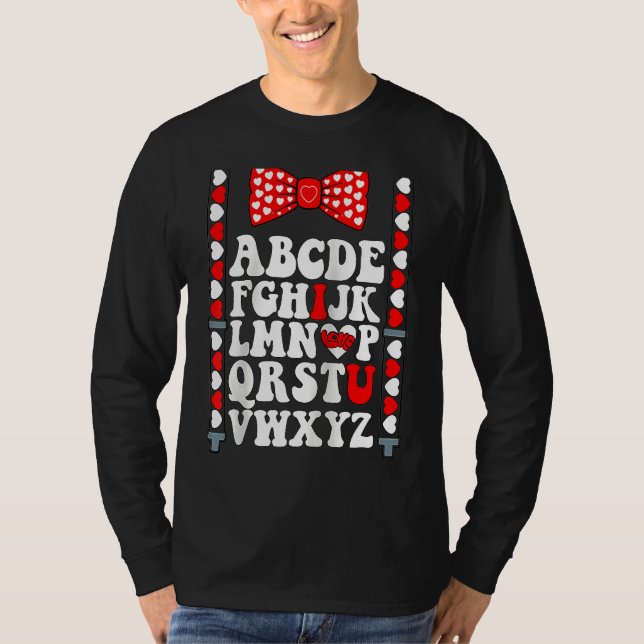 Camiseta Alphabet ABC I Love You Valentines Day Teacher Boy (Frente)