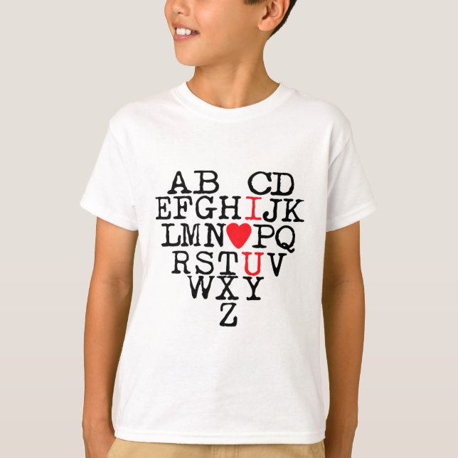 Camiseta Alphabet Abc I Te Amo T Shirt Dia de os namorados  (Frente)