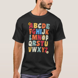 Camiseta Alphabet ABC s Pré-escolar Vintage Te
