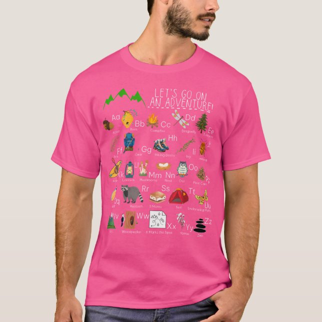 Camiseta Alphabet Abcs Hiker Mounta Do Aterro Retroativo (Frente)