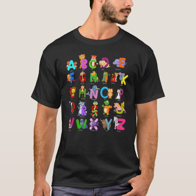 Camiseta Alphabet Animal ABCs Learning Kindergarten School (Frente)