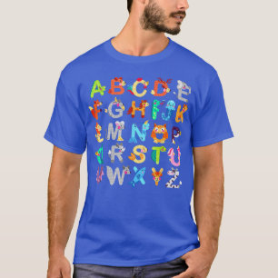 Camiseta Alphabet Animal ABCs retornando ao ensino escolar