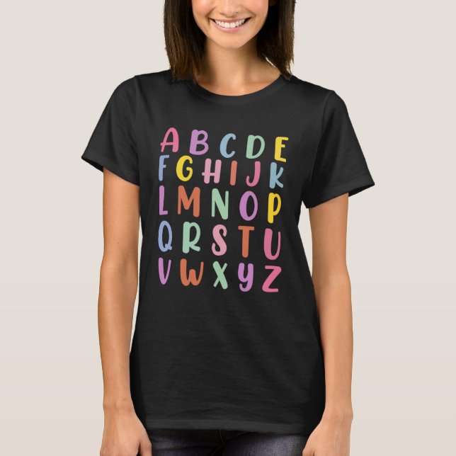 Camiseta Alphabet Back To School Pre K Kindergarten Teacher (Frente)