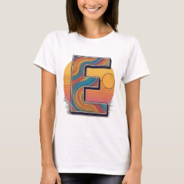 Camiseta Alphabet 'E' de Ondas Retro Ecléticas