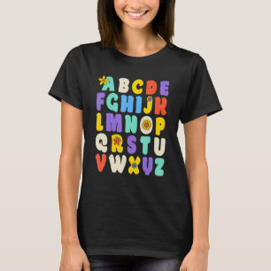 Camiseta Alphabet Hi Back To School ABC Pré K Jardim De Inf