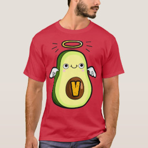 Camiseta Alphabet - Letra V Cute Santa Guacamole Avocado