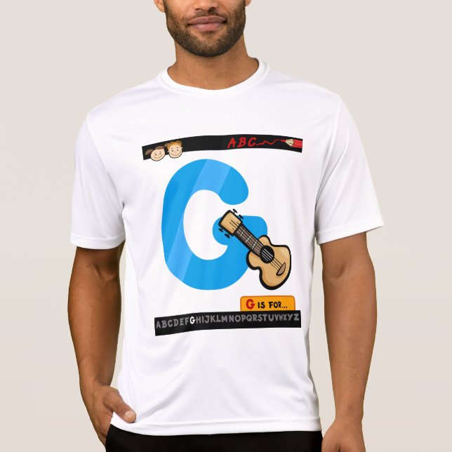 Camiseta Alphabet Letter G is for Guitar (Frente)