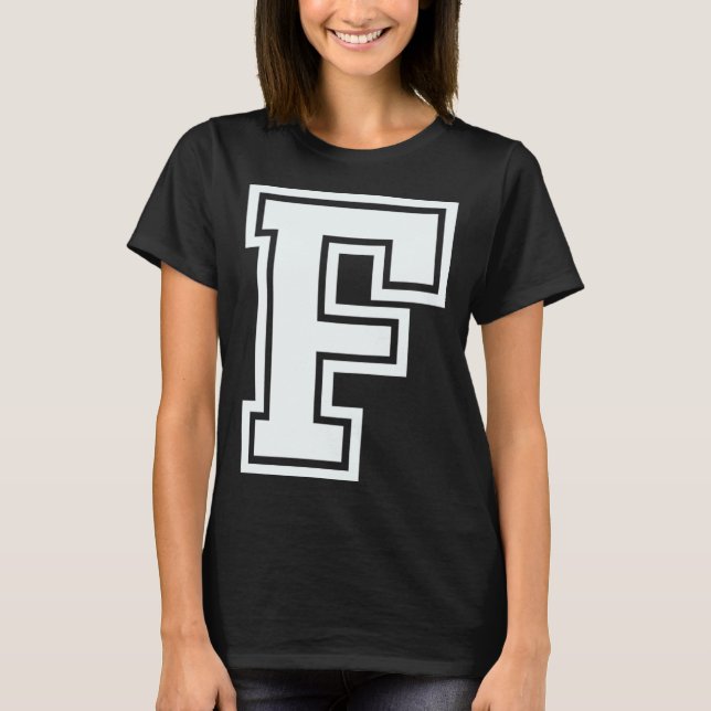 Camiseta Alphabet maiúscula F correspondente ao grupo de fa (Frente)