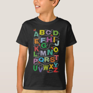Camiseta Alphabet Maze Quebra-cabeça Railroad