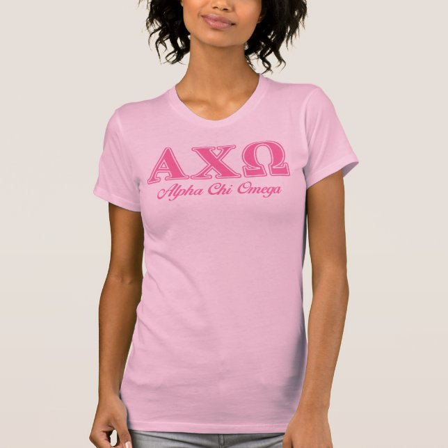 Camiseta Alphi Chi Omega Letras Rosa (Frente)
