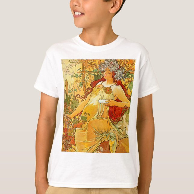 Camiseta Alphonse Mucha Art Nouveau Autumn (Frente)