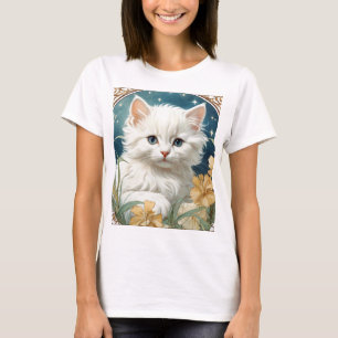 Camiseta Alphonse Mucha Art Nouveau Kitten