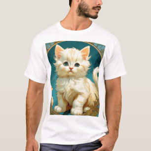 Camiseta Alphonse Mucha Art Nouveau White Cat