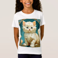 Alphonse Mucha Art Nouveau White Cat
