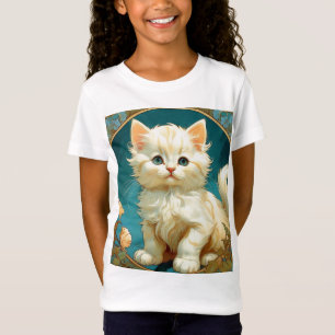 Camiseta Alphonse Mucha Art Nouveau White Cat