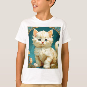 Camiseta Alphonse Mucha Art Nouveau White Cat
