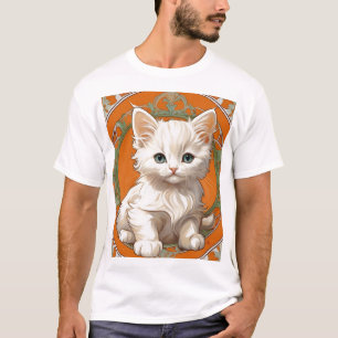 Camiseta Alphonse Mucha Art Nouveau White Kitten