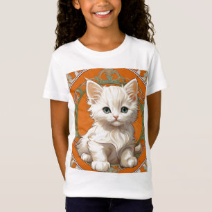 Camiseta Alphonse Mucha Art Nouveau White Kitten