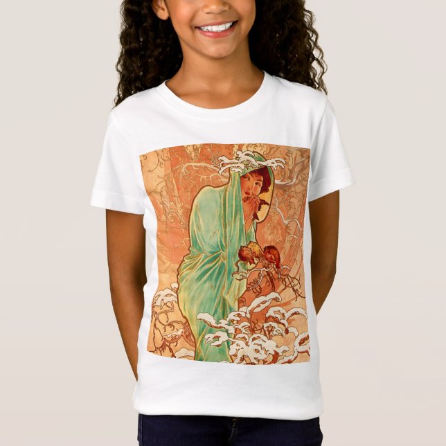 Camiseta Alphonse Mucha Art Nouveau Winter (Frente)