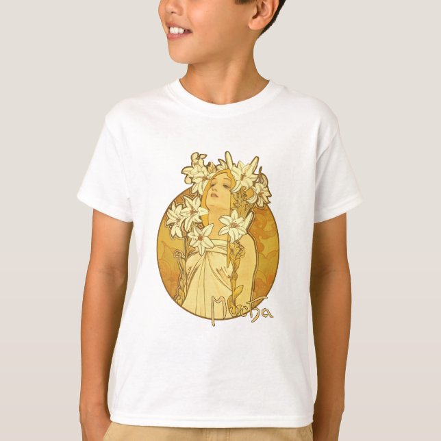 Camiseta Alphonse Mucha - as flores (Frente)