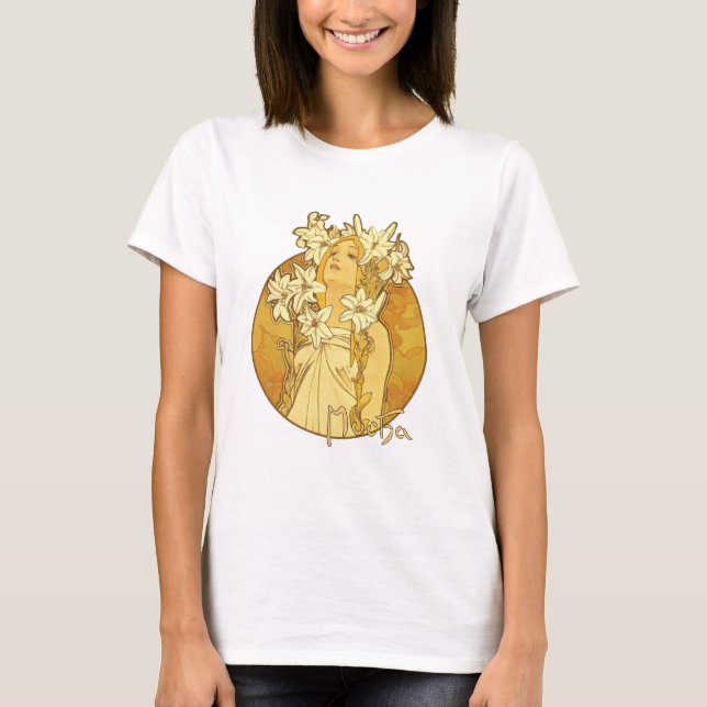 Camiseta Alphonse Mucha - as flores (Frente)