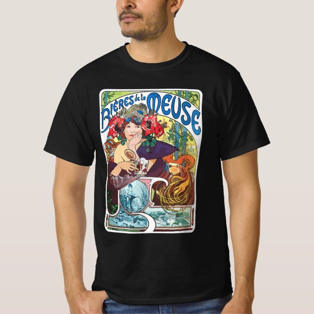 Camiseta Alphonse Mucha, Bieres de la Meuse (1897), Art Nou (Frente)