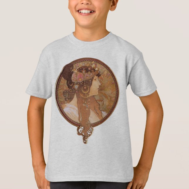 Camiseta Alphonse Mucha Byzantine Head, Brunette (Frente)