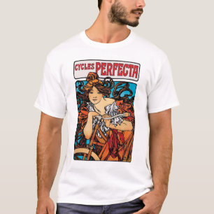 Camiseta Alphonse Mucha - Cycles Perfecta Arte Novo Retrô