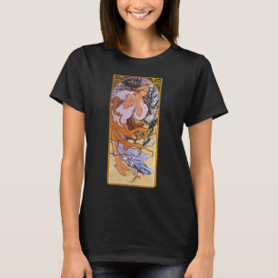 Camiseta Alphonse Mucha Estação da Primavera, Arte Nova Ant
