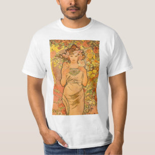 Camiseta Alphonse Mucha o t-shirt do rosa