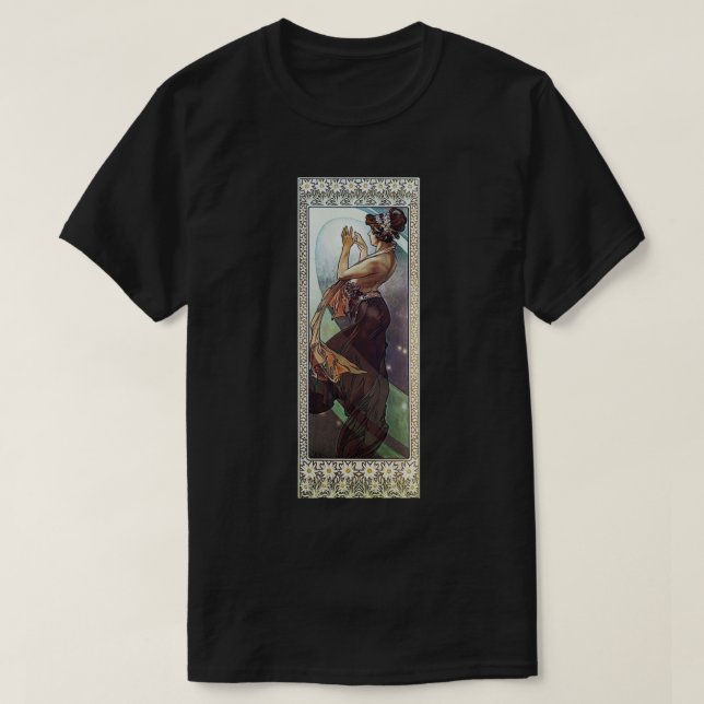 Camiseta Alphonse Mucha Pole Star (Frente do Design)