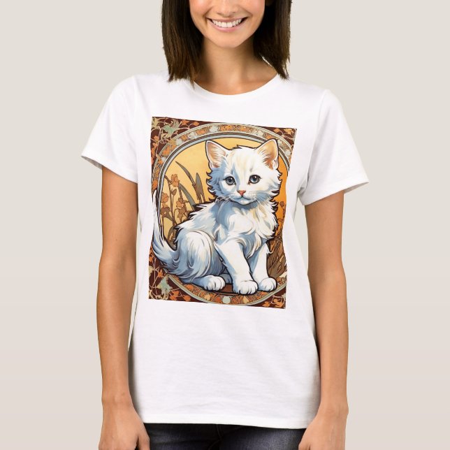 Camiseta Alphonse Mucha Style Cat (Frente)
