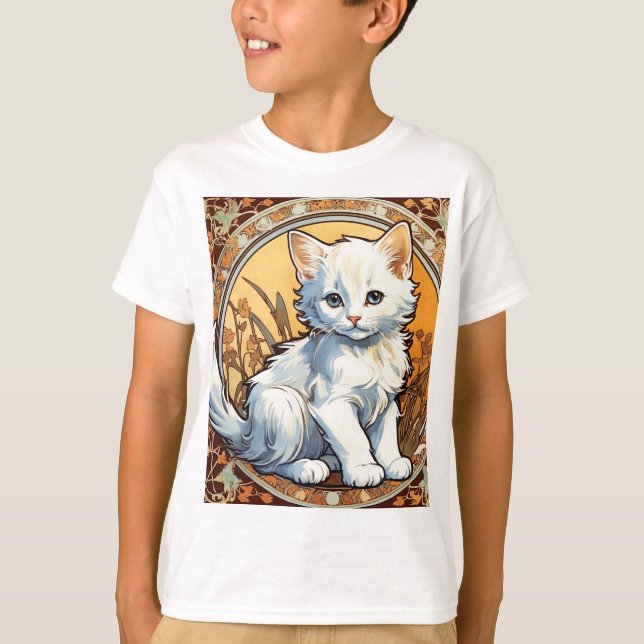 Camiseta Alphonse Mucha Style Cat (Frente)