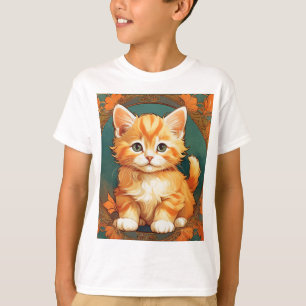 Camiseta Alphonse Mucha Style Orange Cat