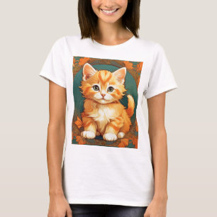 Camiseta Alphonse Mucha Style Orange Cat
