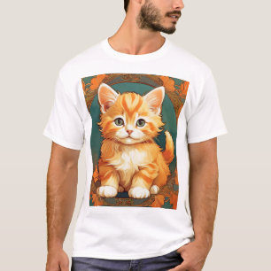 Camiseta Alphonse Mucha Style Orange Cat