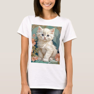 Camiseta Alphonse Mucha Style White Cat