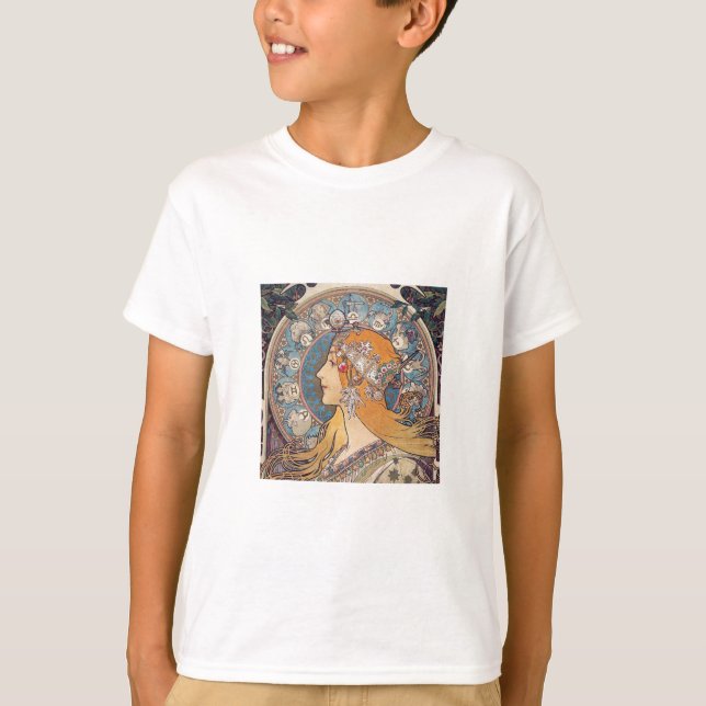 Camiseta Alphonse Mucha , “Zodiac” (Frente)