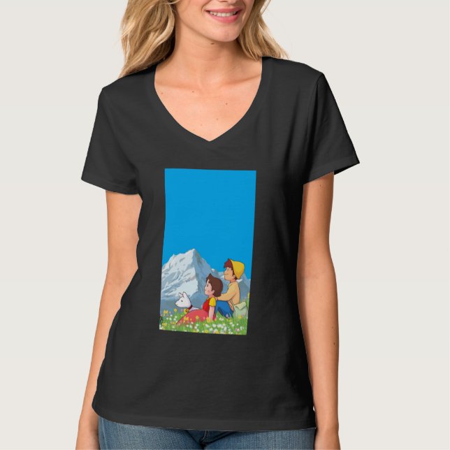 Camiseta Alpine Girl and Peter Japanese 80s Retro Anime Man (Frente)